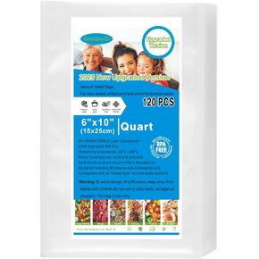 [2025 NEW] 120 GALLON SIZE6 "× 10" أكياس سدادات فراغ مع BPA خالية من الصفوف والثقيلة ، الوقاية من الثقب ، كبيرة لخطوط تخزين الطعام