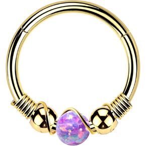 Nose Ring Hoop, 316L Surgical Steel Opal Septum Ring, 18G 20g Cartilage Earring for Women Helix Daith Tragus Nose Labret Lip Piercing Jewelry 8mm/10mm