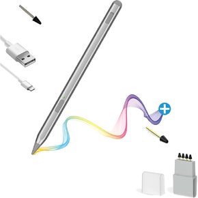 USI 2.0 Stylus Pen with Tail Eraser,4096 Levels Pressure for Amazon Fire HD 10& Fire Max 11 (2023 Release)+Replacement Tips for Jvkzaen USI 2.0 Stylus Pen (4 Pack)