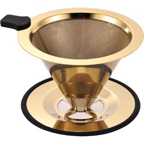 Small Size Pour Over Coffee Filter Dripper, Stainless Steel Metal Cone Drip Coffee Filter, Paperless and Permanently Reusable, Double Mesh Coffee,Tea Filter for 1-2 Cups