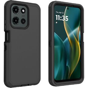 for Motorola Moto G 5G 2025 Case, Defender Case Heavy Duty Shockproof Dustproof 3 in 1 Rugged Protective Phone Cover for Moto G 2025 (Black)