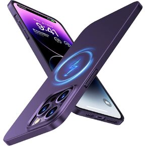 TORRAS Magnetic Slim Fit Designed for iPhone 14 Pro Case, Ultra Thin Strong Magnetic Velvety Touch Anti-Scratch Compatible with MagSafe Cover Phone Case for iPhone 14 Pro, Space Black