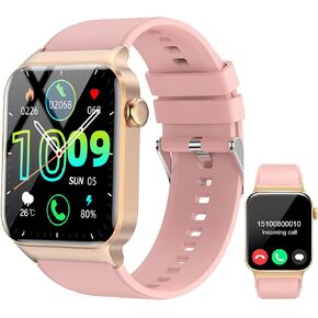 Smart Watches for Women - 1.83" HD Smartwatch for Android iOS Compatible with Bluetooth (Answer/Make Calls), Android Watch IP68 Waterproof Fitness Watch, Sleep (Pink)