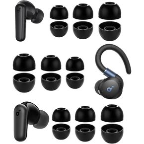 [ 9 Pairs ] for Soundcore P20i / P30i / P40i / Sport X20 / Space A40 / Sport X10 Replacement Silicone Comfortable Eartips Cover Accessories Compatible with Soundcore Life A1 Black L/M/S