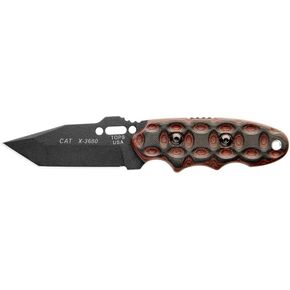 TOPS Knives C.A.T 203T-02 Full Tang Fixed Blade- Black Traction Coating- Black Kydex Sheath w/Rotating Spring Steel (Red/Black G10 Handle)