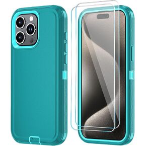 حالة الهاتف لـ iPhone 15 Pro Max Case مع حامي شاشة HD ، ومكافحة الصدمات الثقيلة والغموض المضادة للهاتف و Cover Cover Cover For IPhone 15 Pro Max (6.7 '') (purpleskyblue)