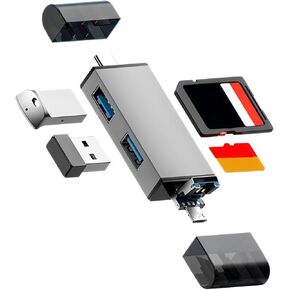 Multi Card Reader, Memory Card Reader with USB Camera Adapter Plug and Play