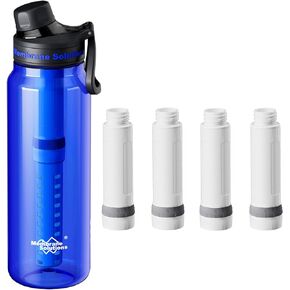 Membrane Solutions C3 36oz ACF+UF Filtered Water Bottle with Extra 4 Packs ACF Replacement Filter