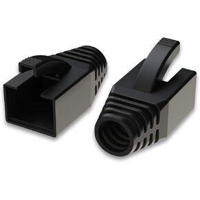 LINKUP - RJ45 Connector Boots for Large Diameter Wires | Fits Cat6A Modular Plugs | for Round Cable | Black [50 Packs]
