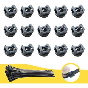 Magnetic Zip Tie Mounts 22mm Compact Cable Holder - Multipurpose Magnetic Wire Management Bases with 30 Reusable Zip Ties, 15 Magnets for Cord Organizer(Damage-Free)