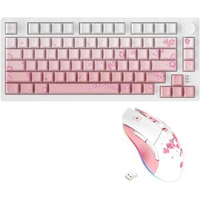 DAREU EK75PRO Sakura Pink Wireless Mechanical Gaming Keyboard and Wireless Gaming Mouse Combo