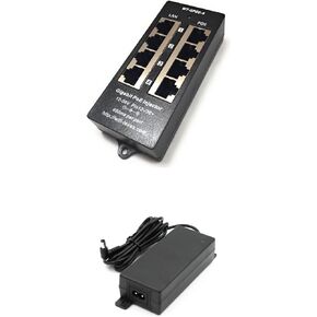 PoE Texas 4 Port PoE Injector - Gigabit Passive Power Over Ethernet and PoE Texas 48v Power Supply - 48 Volt 60 Watt AC to DC Power Supply