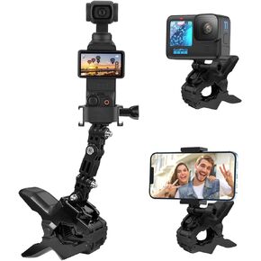 Jaws Flex Clamp Mount Adjustable Camera Clip Mount Fence Mounts for DJI Osmo Pocket 3 2 Action 5 4 3, for GoPro Hero 13, 12, 11, 10, 9, 8, 7, 6, 5, 4 and Other Action Cameras