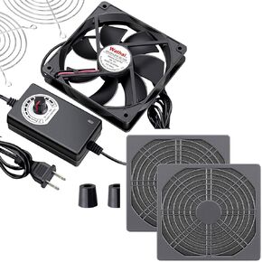 Wathai 120mm x 25mm AC Powered Computer Fan with AC Plug 110V 120V 220V 240V Variable Speed Controller with Fan Filter for Biltong Box Greenhouse Receiver Amplifier Xbox DVR PlayStation Cooling