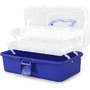 MoNiBloom Portable Tackle Box Organizer with Handle, 3-Layer Compartment Plastic Storage Tool Box Waterproof Container Case for Fishing Tackles, Makeup, Hair Accessories (Purple)