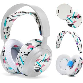 WC Arctis Nova Bundle Pack - Cooling Gel Earpads, Silicone Headband, and Side Speaker Plate Upgrade for Arctis Nova Pro Wireless by Wicked Cushions | 90's White