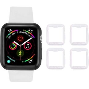 4 Pack TPU Protective Watch Case 40mm with Built-in HD Clear Ultra-Thin Screen Protector Compatible with Apple Watch Series 4/5/6 and SE (Crystal Clear)