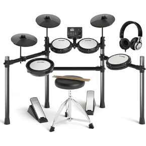 AODSK Electric Drum Set,Electronic Drum Kit for Beginner with 195 Sounds,Mesh Drum Pads,Drum Sticks,Heavy Duty Pedals,Drum Throne,Sticks Headphone Included,Light & Portable