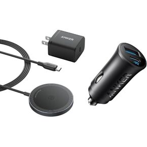 Anker MagSafe Charger Compatible, MagGo Magnetic Wireless Charger (Pad), Qi2 Certified 21W Wireless Charger with Anker USB-C Car Charger, 30W 2-Port Type-C Car Adapter, iPhone Car Charger with PowerIQ