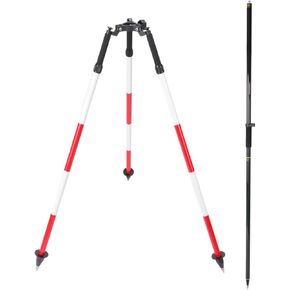 Tripod Bipod Surveying Thumb Release, Carbon Fiber 2M 2Section Survey Pole