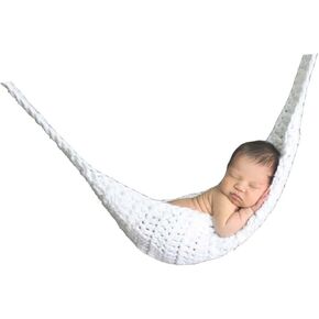 Newborn Photography Prop Hammock for Babies Handmade Hammock Handmade Crochet Hammock Photo Props Photography Clothing Child Manual White