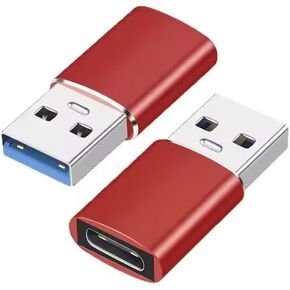 2-Pack USB Type C Female to USB-A 3.1 Male Adapter, Fast Charging & Data Transfer Compatible with CarPlay Android Auto MacBook & More, 5Gbps USB 3.0 to 3.1 Converter, OTG, Red