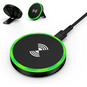 Wireless Charger Fast Charging Pad Magnetic Compatible for iPhone 16E/16 Pro Max/15/14/13/12,15W Wireless Charger Stand Station Kickstand Android Phone for Samsung Galaxy S25 Ultra/S24/S23,Pixel 9a/8