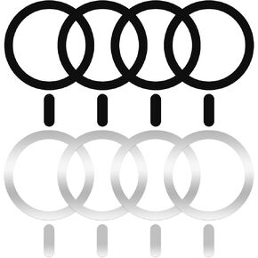 8 Pack Universal Metal Rings Sticker Compatible with MagSafe Magnetic Wireless Charger iPhone 16/15/14/13 Pro Max Mini, Ultra-Thin Car Charger Conversion Accessories (NO Magnet), Silver