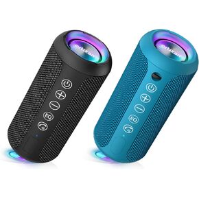 Ortizan Black & Blue Portable Bluetooth Speaker, IPX7 Waterproof Wireless Speaker with 24W Loud Stereo Sound, Outdoor Speakers with Bluetooth 5.0, 30H Playtime,66ft Bluetooth Range, Dual Pairing