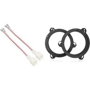 RED WOLF Aftermarket 6.5 inch Speaker Adapter Spacers Ring Bracket Mounting+Speaker Wire Harness Replacement for Nissan Murano Sentra 2000-2019, Titan 2004-2019, Kia K2 2011+