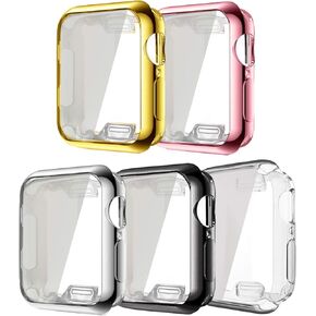 [5Pack] متوافق مع Apple Watch Case 44mm Series 5 Series 4 ، TPU المطلي بـ TPU شاشة شاشة شاشة ناعمة.