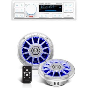 BOSS Audio Systems Marine Bluetooth Radio + 6.5 Inch Marine Speakers