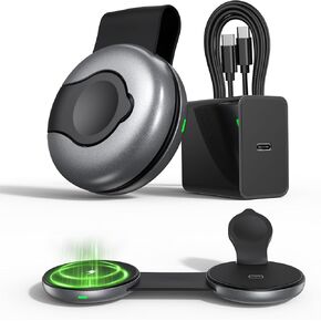3 in 1 Charging Station for Apple Devices/Wireless Charging Sation Compatible with Magsafe Charger/Foldable Wireless Charger/Magnetic Charger for iPhone 16/15/14/13/12 Series, Apple Watch, AirPods