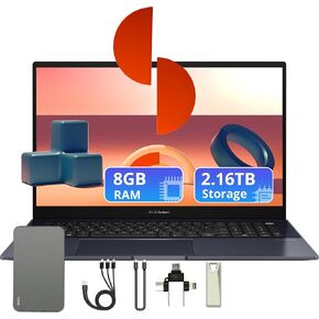 ASUS Zenbook Pro 17 17.3" FHD Laptop, 8GB LPDDR5, 2.16TB Storage(2TB SSD & 160GB Stocking Station Set), AMD Ryzen 7 6800H, Windows 11, Backlit Keyboard, Fingerprint Reader, WiFi 6E, Black