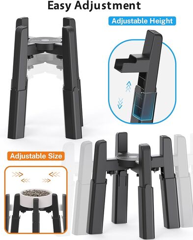 حامل وعاء الكلب المرتفع من CZPET مع وعاء من الفولاذ المقاوم للصدأ بسعة 51 أونصة، سعة كبيرة، وعاء كلب مرتفع فردي، حجم قابل للتعديل، سهل التجميع وحامل ثابت للكلاب الصغيرة/المتوسطة in Kuwait