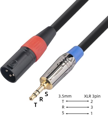 XLR to 3.5mm Cable Balanced 1ft Gold-Plated XLR Female to 1/8 TRS Microphones Audio Cable-30cm in Saudi Arabia