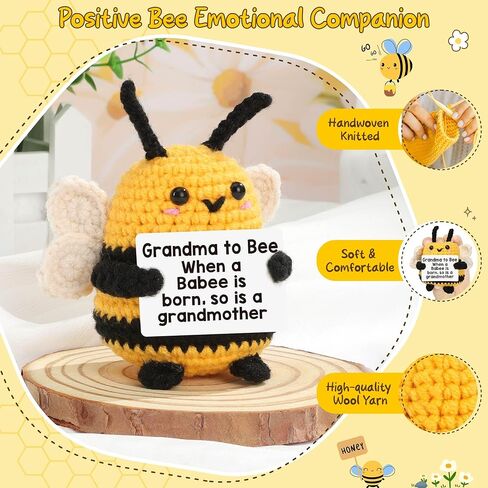 Gifts for Grandma Birthday Christmas Unique Stocking Stuffers Grandmother Granny Present Positive Bee Message Card Handmade Crochet Animals Support, Emotional Mothers Day for Grandma Gigi Nana Mini in Saudi Arabia