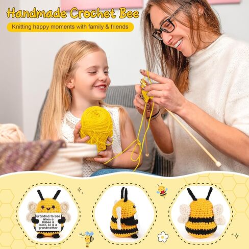 Gifts for Grandma Birthday Christmas Unique Stocking Stuffers Grandmother Granny Present Positive Bee Message Card Handmade Crochet Animals Support, Emotional Mothers Day for Grandma Gigi Nana Mini in Saudi Arabia