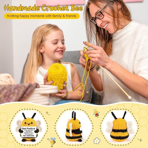 Gifts for Grandma Birthday Christmas Unique Stocking Stuffers Grandmother Granny Present Positive Bee Message Card Handmade Crochet Animals Support, Emotional Mothers Day for Grandma Gigi Nana Mini in Saudi Arabia