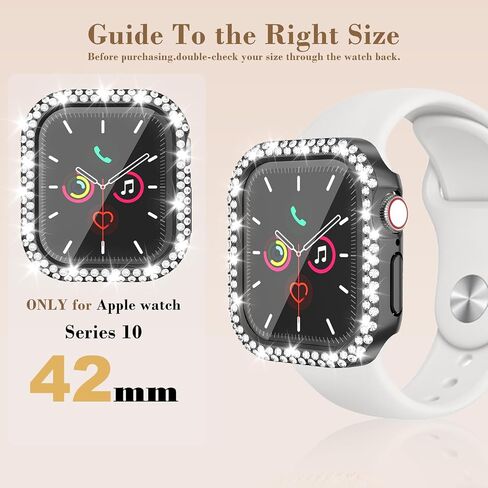 علبة Bling Pumper لـ Apple Watch Series 10 42 مم ، واقي شاشة مدمج [Touch Sensitive] Womet Glitter Diamond Rhineston Cover for Iwatch S10 42mm ، Black in Kuwait
