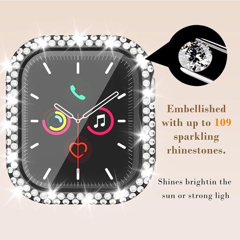 علبة Bling Pumper لـ Apple Watch Series 10 42 مم ، واقي شاشة مدمج [Touch Sensitive] Womet Glitter Diamond Rhineston Cover for Iwatch S10 42mm ، Black in Kuwait
