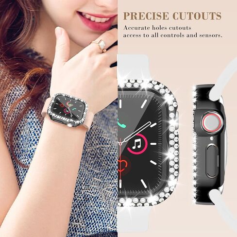 علبة Bling Pumper لـ Apple Watch Series 10 42 مم ، واقي شاشة مدمج [Touch Sensitive] Womet Glitter Diamond Rhineston Cover for Iwatch S10 42mm ، Black in Kuwait