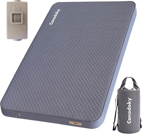 4" Ultra-Thick Self-Inflating Sleeping Pad with 3-in-1 Rechargeable Pump, Air Adjustable Foam Camping Mattress, 9.5R Heavy-Duty Double Sleeping Pad for Car, Truck, Van, Rooftop Tent – 4-Season Use in Saudi Arabia