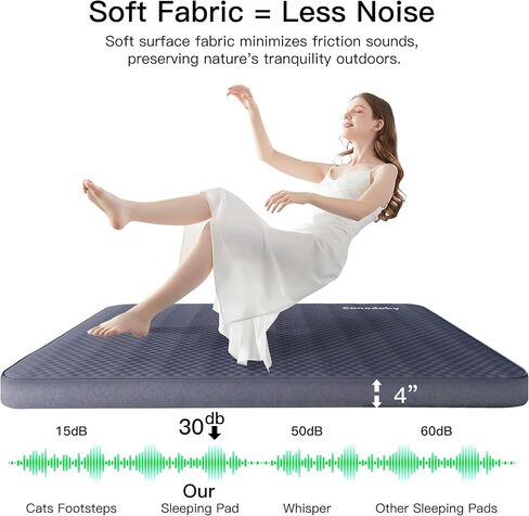 4" Ultra-Thick Self-Inflating Sleeping Pad with 3-in-1 Rechargeable Pump, Air Adjustable Foam Camping Mattress, 9.5R Heavy-Duty Double Sleeping Pad for Car, Truck, Van, Rooftop Tent – 4-Season Use in Saudi Arabia