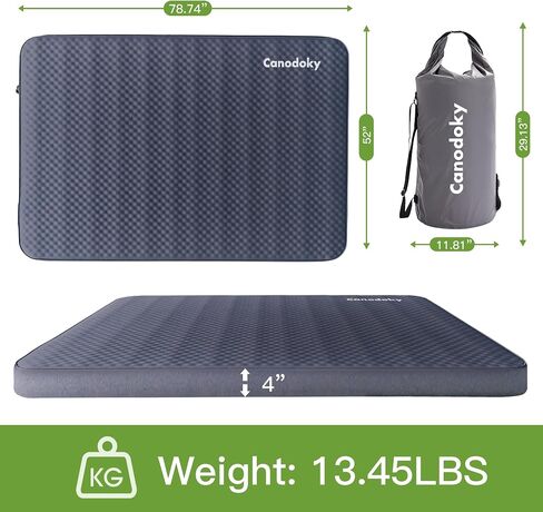 4" Ultra-Thick Self-Inflating Sleeping Pad with 3-in-1 Rechargeable Pump, Air Adjustable Foam Camping Mattress, 9.5R Heavy-Duty Double Sleeping Pad for Car, Truck, Van, Rooftop Tent – 4-Season Use in Saudi Arabia
