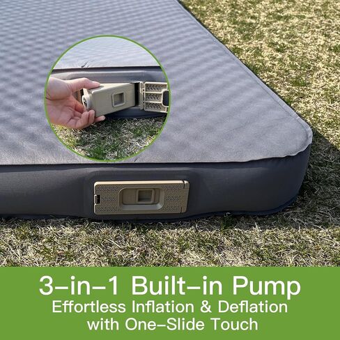 4" Ultra-Thick Self-Inflating Sleeping Pad with 3-in-1 Rechargeable Pump, Air Adjustable Foam Camping Mattress, 9.5R Heavy-Duty Double Sleeping Pad for Car, Truck, Van, Rooftop Tent – 4-Season Use in Saudi Arabia