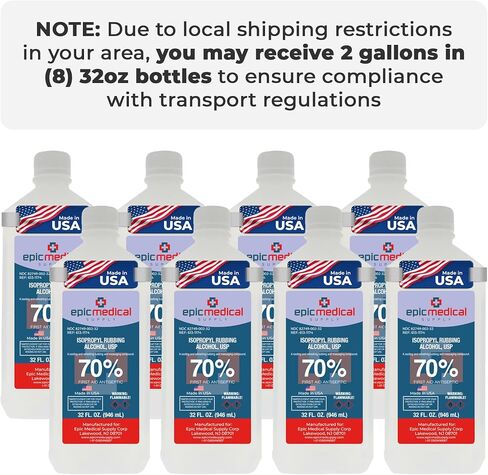 Isopropyl Rubbing Alcohol 70% USP, (1 Gallon (32oz Bottle, 4 Pack)), Multipurpose First Aid Antiseptic for Minor Wounds, Cuts, and Scrapes in Saudi Arabia
