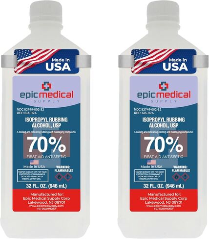 Isopropyl Rubbing Alcohol 70% USP, (1 Gallon (32oz Bottle, 4 Pack)), Multipurpose First Aid Antiseptic for Minor Wounds, Cuts, and Scrapes in Saudi Arabia