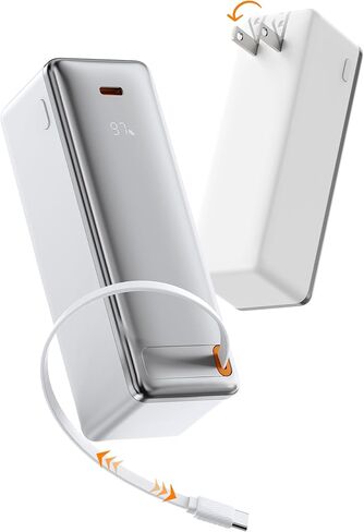 YKZ 3-in-1 شاحن السفر لـ iPhone 16/15 | 10000 مللي أمبير في الساعة بنك الطاقة مع قابس الجدار القابل للطي والكابل USB-C قابل للسحب | 30W PD الشحن السريع ، عرض LED ، طائرة آمنة | معتمد من TSA لرحلات العمل in Kuwait