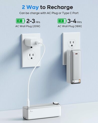 YKZ 3-in-1 شاحن السفر لـ iPhone 16/15 | 10000 مللي أمبير في الساعة بنك الطاقة مع قابس الجدار القابل للطي والكابل USB-C قابل للسحب | 30W PD الشحن السريع ، عرض LED ، طائرة آمنة | معتمد من TSA لرحلات العمل in Kuwait